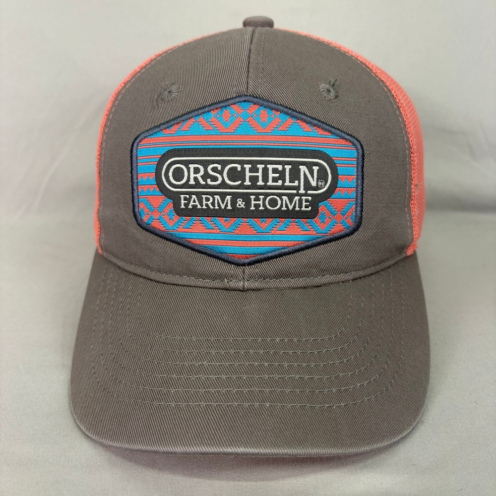 Orscheln Farm & Home Trucker Hat Ladies OSFM Grey Pink Mesh Snapback Cap